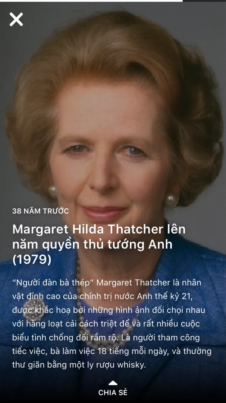 Lịch VN — historical event detail (Margaret Thatcher, 1979)