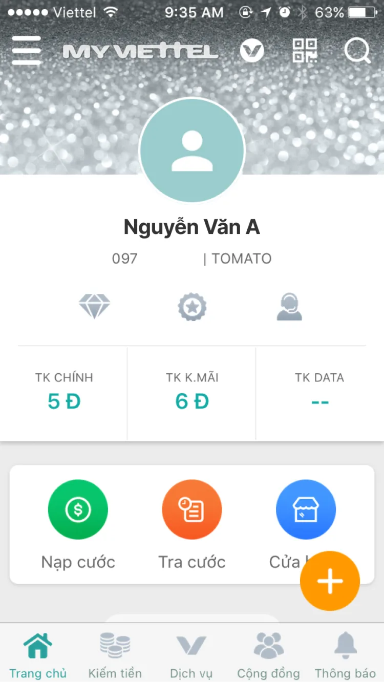My Viettel — telecom self-care app with account balances and quick actions